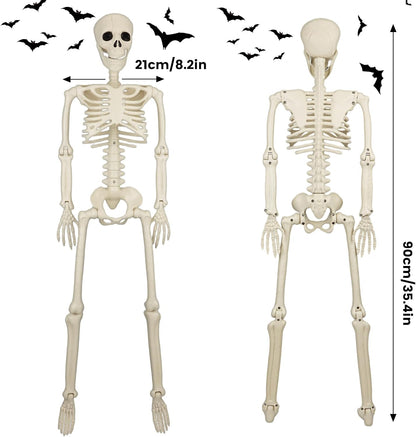 2 Pack 36'' Skeletons Halloween Decorations Outdoor: 3 FT Posable Skeletons