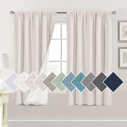 H.VERSAILTEX Linen Look 100% Blackout Curtains 63 Inches Long by HVERSAILTEX