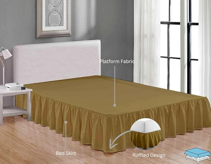 Ruffle Bed Skirt with Split Corners, Microfiber Dust Ruffled - Image 4