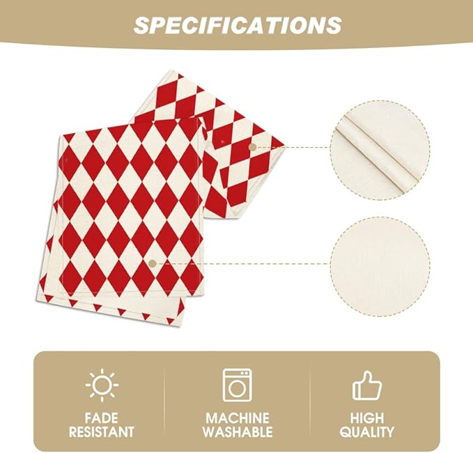 Artoid Mode Diamond Plaid Red Valentine Table Runner, Seasonal Spring Summer - Image 5