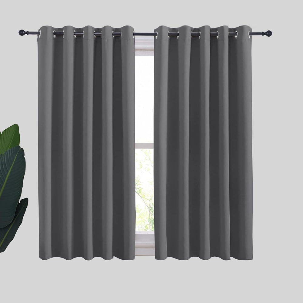 NICETOWN Grey Blackout Curtain Panels for Bedroom, Thermal Insulated Grommet ...
