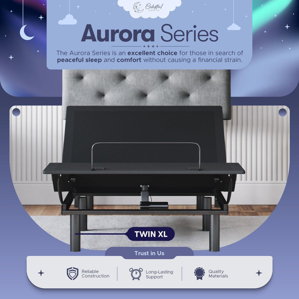 Celestial Sleep Aurora Adjustable Bed Base (Frame Only), Easy Assembly, Head ...