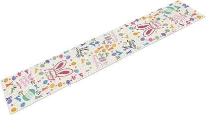Happy Easter Table Runner, Easter Rabbits Linen Farmhouse Table Runners - Image 2