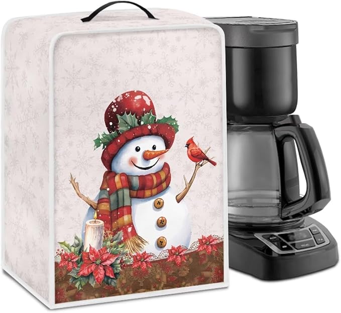 Christmas Coffee Maker Cover, Cute Snowman Cardinal Coffee Dust Protector by Unknown