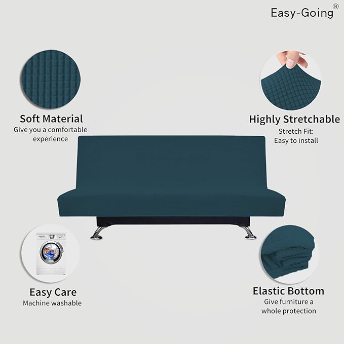 Easy-Going Stretch Futon Slipcover Armless Futon Bed Cover Furniture Protector - Image 3