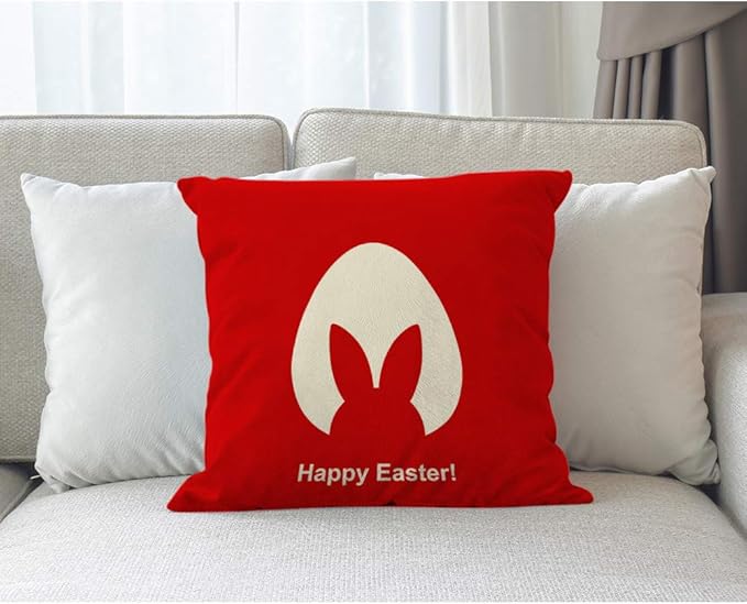 Moslion Easter Pillow Case Happy Easter Bunny Rabbit - Image 3