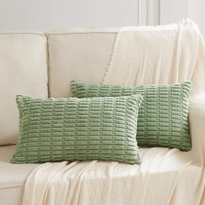 Fancy Homi 4 Packs Sage Green Decorative Throw Pillow Covers 16x24 Inch - Image 7