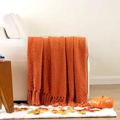 BATTILO HOME Burnt Orange Throw Blanket - Image 5