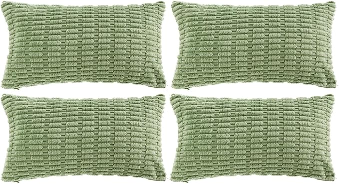 Fancy Homi 4 Packs Sage Green Decorative Throw Pillow Covers 16x24 Inch by Fancy+Homi