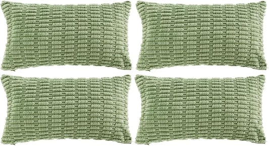 Fancy Homi 4 Packs Sage Green Decorative Throw Pillow Covers 16x24 Inch by Fancy+Homi