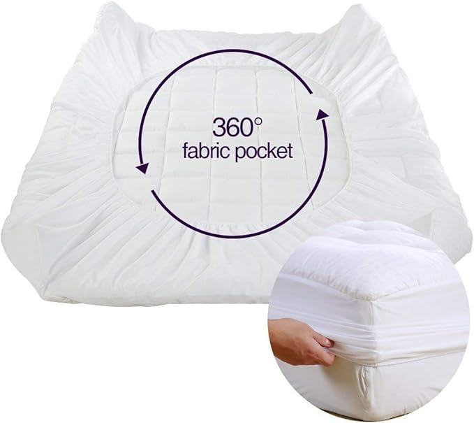 EASELAND Full XL Mattress Pad Pillow Top Mattress Cover Quilted Fitted Mattress - Image 5