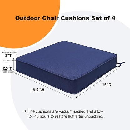 Square Corner Seat Cushions, 18.5" x 16" x 3", Indoor Outdoor Water Repellent - Image 5