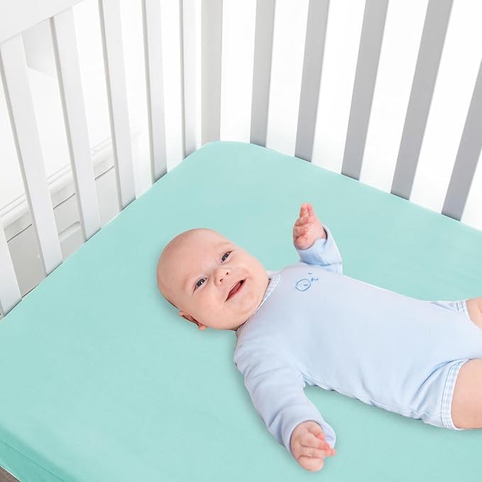 Waterproof Crib Sheets for Boys 2 Pack, Fitted Baby Crib Sheet Neutral 52" x - Image 7