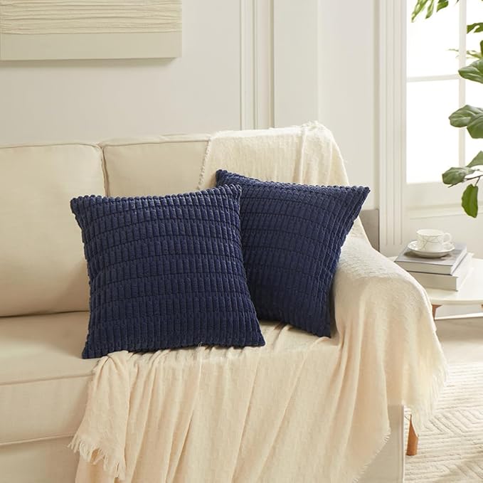 Fancy Homi 4 Packs Navy Blue Decorative Throw Pillow Covers 18x18 Inch - Image 6