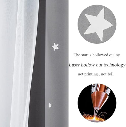 Kinryb Blackout Curtains for Girl Bedroom/Living Room/Classroom, Sheer Overlay - Image 7
