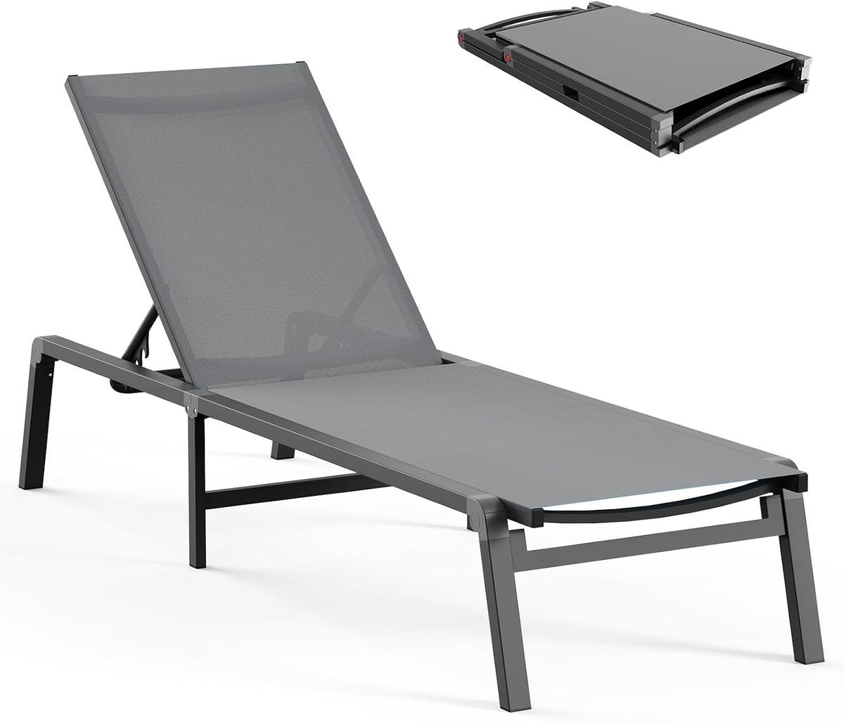 ciokea aluminum chaise lounge ourdoor - foldable &, main product view