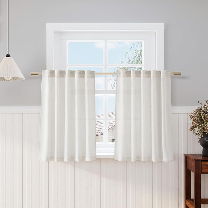 Nanspring Short Linen Kitchen Window Curtains 36 Inch Length, Over Sink Modern by Nanspring