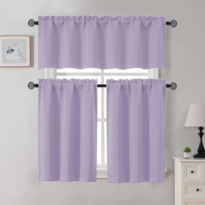 Gwine 24 Inch Length Kitchen Curtains Sets, Light Filtering Half Window Short - Image 3