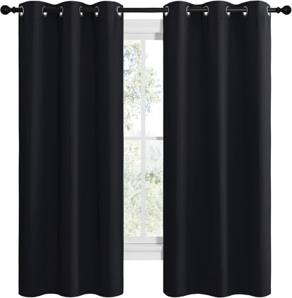 nicetown black blackout curtains for bathroom 42" wide shown in use