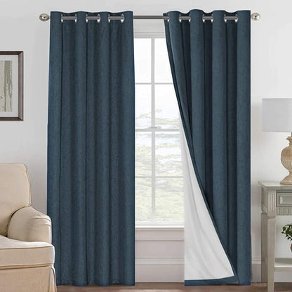 H.VERSAILTEX Linen Blackout Curtains 84 Inches Long 100% Absolutely Blackout by HVERSAILTEX