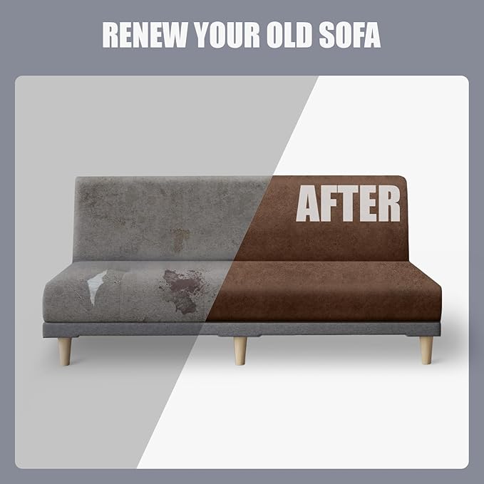 molasofa Leather Like Stretch Futon Slipcover Armless Futon Bed Sofa Cover - Image 6