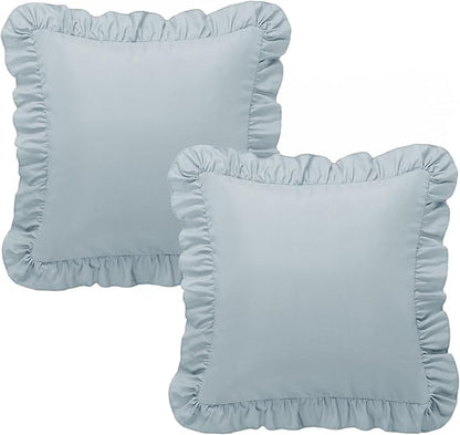 KKJIAF Ruffle Pillow Cases 18x18 Inches, Dusty Blue Square Ruffled Pillow - Image 8