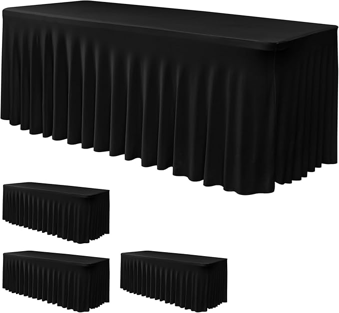 Nasitos Black Table Skirt for 8 Foot Rectangle Tables, 4 Pack by Nasitoshomedecor