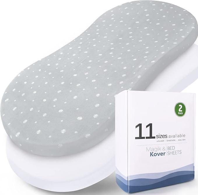 Bassinet Sheets 2 Pack, Fit for Halo BassiNest Swivel, Flex Sleeper, 4moms by Magik+%26+Kover