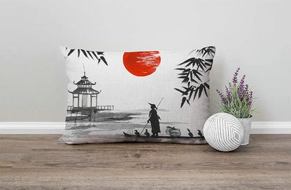 Solekla Throw Pillow Cover Japan Traditional Japanese Painting Man - Image 4