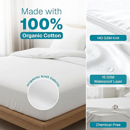 FABDREAMS Organic Waterproof Mattress Protector Queen Size|Queen Mattress - Image 3
