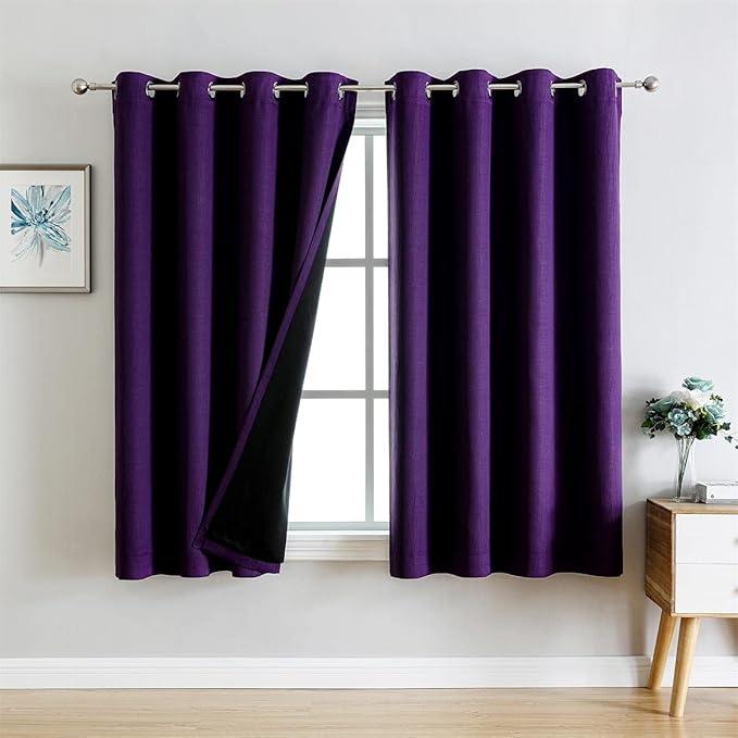 G2000 100% Blackout Curtains for Bedroom Living Room 63 Inch Length Purple Room - Image 9