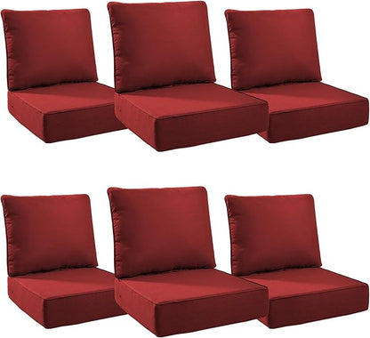 6" Thick Outdoor Cushions 24x24x6, 6-Set Deep Seat Patio Cushions by Pugire