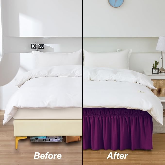 MEILA Queen Bed Skirt, Wrap Around Ruffle Bed Skit - Image 5