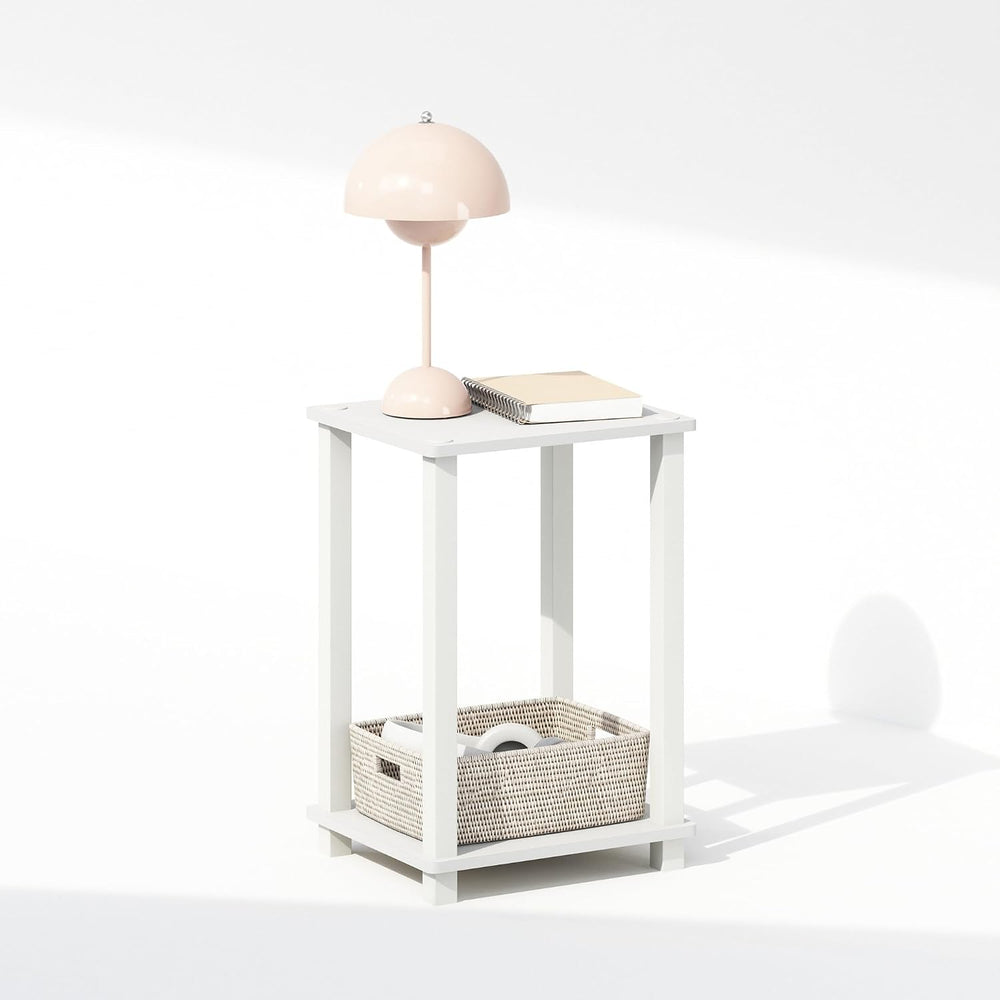 Furinno Simplistic Toolless 2-Tier Compact Night Stand, White