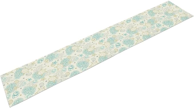 Ocean Coastal Table Runner, Nautical Summer Beach Coral Sea Turtle Table Runner - Image 8