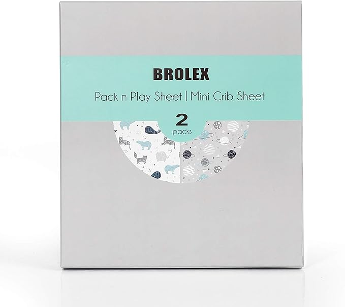 Pack n Play Stretchy Fitted Playard Sheet Set BROLEX 2 Pack Portable Mini Crib - Image 2