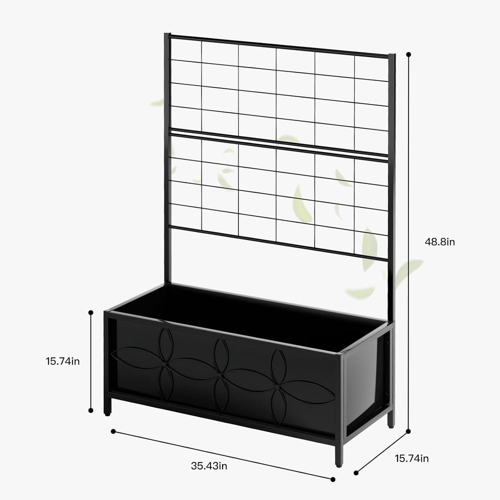 Zhongma Sturdy Raised Garden Bed with Trellis (15.75 x 35.43 x 48.8 in) for V...