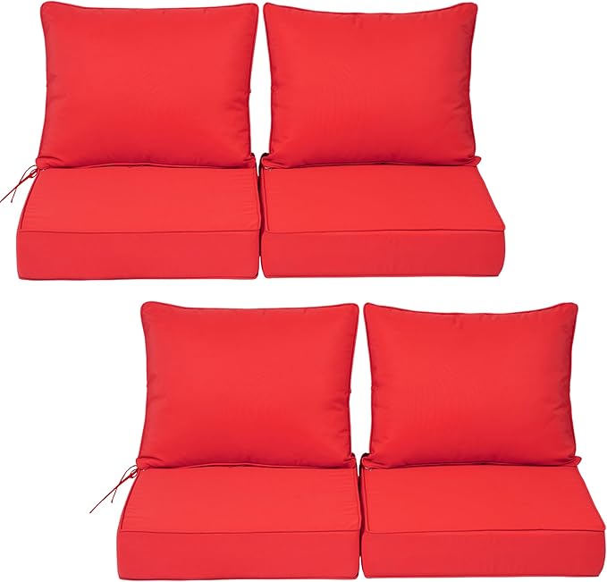 Deep Seat Outdoor Cushions Set of 4, UV&Fade Resistant Deep Seat Patio Cushions by Vulacko