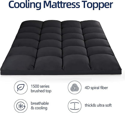 Mattress Topper King for Back Pain, Extra Thick Mattress Pad Cover, Plush - Image 2