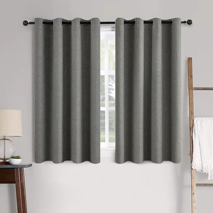 MIULEE Linen Texture Curtains for Bedroom Solid 100% Blackout Thermal Insulated by MIULEE
