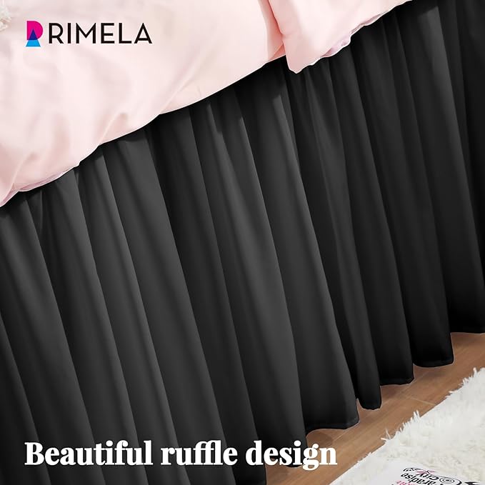 RIMELA Dorm Bed Skirt Twin XL 25 Inch Drop, Extra Long Wrap Around Elastic Bed - Image 7