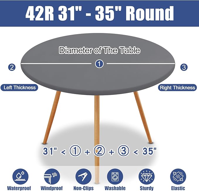 Round Spandex Tablecloth, Elastic Fitted Waterproof Tablecloths - Image 8