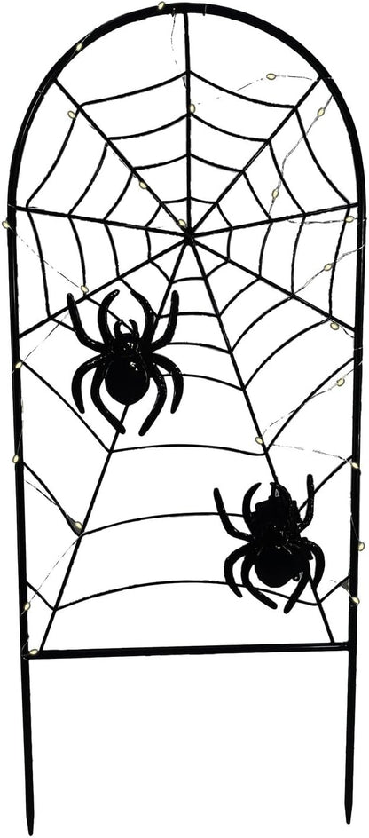 Haunted Hill Farm 2.6-Ft. Metal Spiderweb with Stake Halloween Decoration