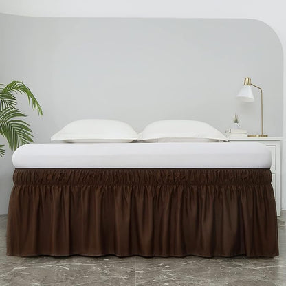 MEILA Bed Skirt Three Fabric Sides Elastic Wrap Around Dust Ruffled Solid Bed - Image 2