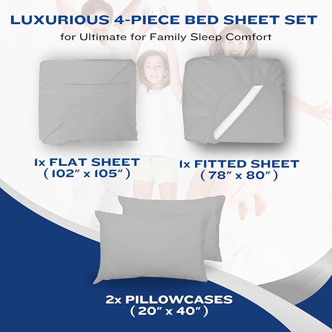 DREAMCARE California King Sheet Sets – 4 pcs Cooling Sheets – up to 21” Deep - Image 8