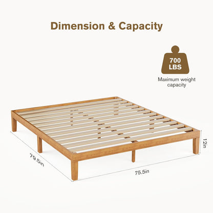 sweetcrispy king size bed frame, platform bed frame shown in use