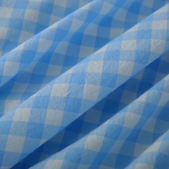 2 Pack Vintage Sky Blue Plaid Ruffle Throw Pillow Covers, Washed Cotton - Image 6