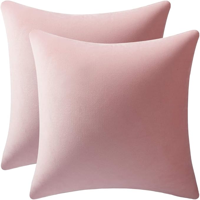 20x20 Throw Pillow Covers Pink: 2 Pack Cozy Soft Velvet Square Decorative by DEZENE