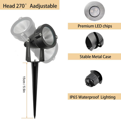 RGB Spot Lights with Timer, Halloween 10W 120V Color Changing Outdoor Metal Case Landscape SpotLights IP65 Waterproof Spotlight with Stake Stand for Yard Garden Lawn Patio, 4 Lights