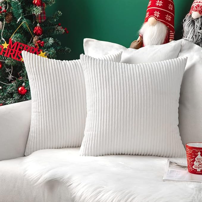 MIULEE Winter Pack of 2 Corduroy Pillow Covers Soft Soild Striped Throw Pillow - Image 7